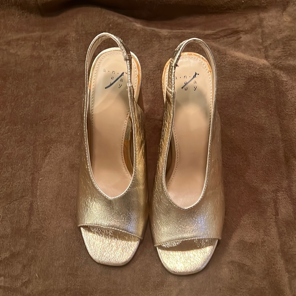 Gold Block Heel Sandal